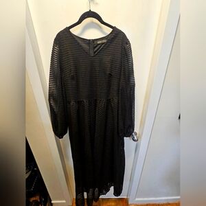Long Black Striped Lace Dress XL/Size 12
